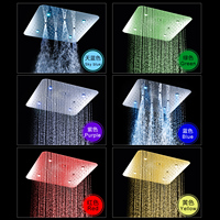 Ensemble de douche de salle de bain LED colorées multi-fonction brumisation massage 20 pouces thermostatique pommeau de douche panneau plafond robinet de douche