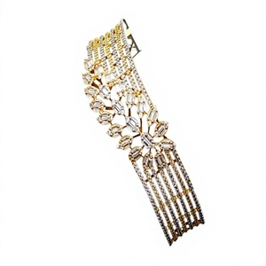 Royal Premium Quality Gold Plated <b>White</b> Charm Fashion <b>Bracelets</b> Openable for Wedding Engagement Party Wear Women - Product Image 2