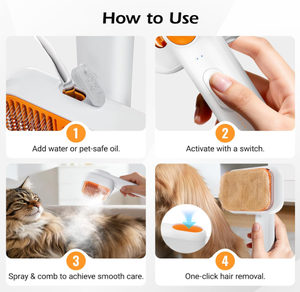 <span class=keywords><strong>Brosse</strong></span> à chat au design unique, vente en gros, avec bouton de libération, peignes de toilettage à vapeur, chats à poils courts et longs, rechargeable par USB, cadeau mignon pour animaux de compagnie - Product Image 4