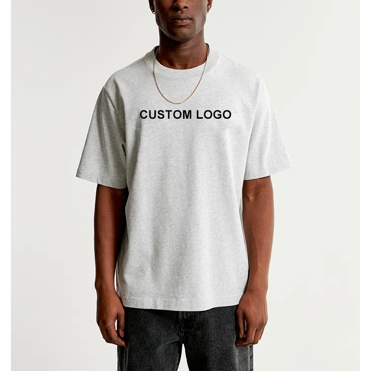 MOQ bajo 100% algodón logotipo personalizado bordado estampado camiseta 240 gramos etiqueta personalizada en blanco liso hombres camisetas de talla grande camisetas