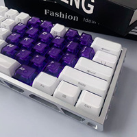 Ensemble de touches de clavier personnalisées 136 touches en cristal gravées sur le côté, transparentes, dégradé violet et blanc pour clavier mécanique de jeu MX