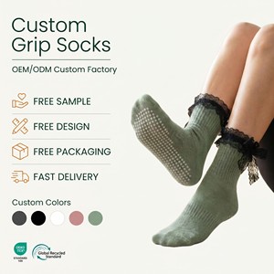 <span class=keywords><strong>Calcetines</strong></span> de Yoga con Diseño de Encaje, Logotipo Personalizado, <span class=keywords><strong>Antideslizantes</strong></span>, con Correa en el Tobillo, para Ballet y Pilates, MOQ Bajo - Product Image 1