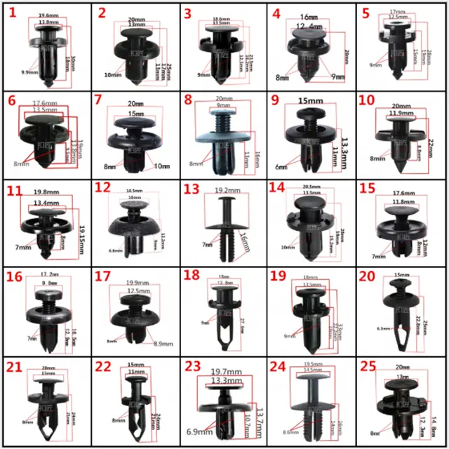 Новый смешанный авто бампер колесо для бровей крыло пластиковая застежка винт заклепки для всех автомобилей Клип Набор