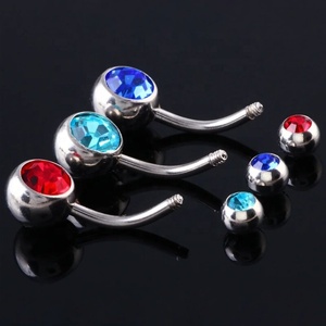 316L <strong>Stainless</strong> <strong>Steel</strong> Multiple Colors Double Gem Navel Belly <strong>Rings</strong> Curved Banana Barbell for Women Body Piercings Jewelry - Product Image 4