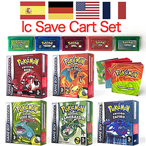 USA FRA NOE ESP IC SAVE CART POKE Leaf Green Fire Red Ruby Emerald SAPPHIRE set box trey manual <b>Game</b> cartridge for Gba - Product Image 1