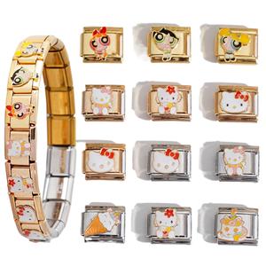 Cartoon Pattern Italian Modular Bracelet Titanium Steel Bezel Setting Unisex Gift Charm Bracelet - Product Image 1