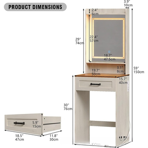 Factory Supplier Small Farmhouse Wooden Makeup Vanities <strong>Desk</strong> <strong>with</strong> <strong>Narrow</strong> Storage <strong>Drawer</strong> White Thin Dressing Table for Bedroom - Product Image 5