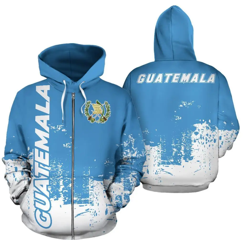 Explosieve Modellen Guatemala Overal Met Ritssluiting Hoodie Smudge Style Oem Fabricage Logo Afdrukken Op Maat Zip-Up Heren Hoodies