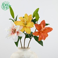 Fleur de lys artificielle réaliste à 74 cm, multi-pétales, prix de gros pour la fête des mères, bouquet de mariage d'intérieur, centre de table