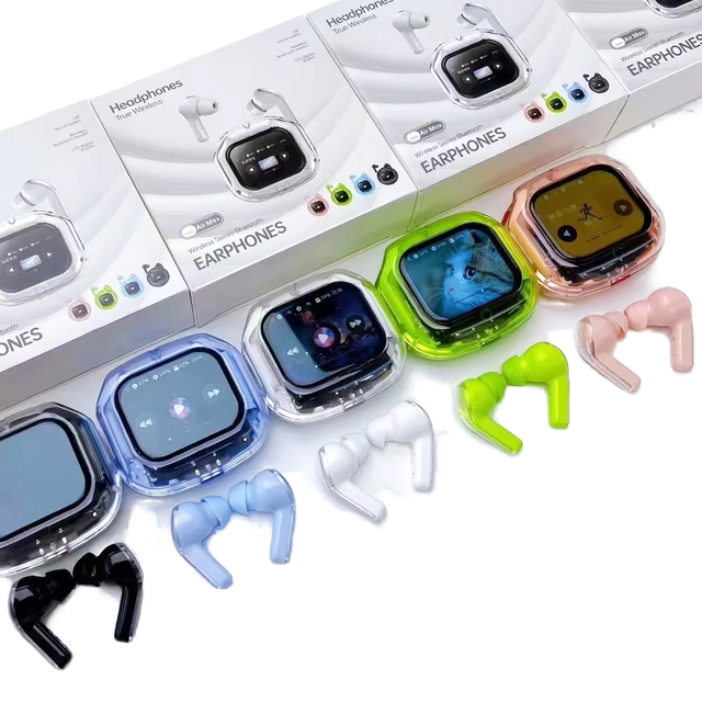 High Quality AIR MAX In-ear Wireless Headphones with Display Screen Long Life Transparent Model