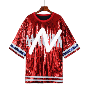 Vintage Texans Día del Juego Fútbol Personalizado O-cuello Botón Logos Delanteros Sólido Gasa Mini Lentejuelas Jersey <span class=keywords><strong>Vestido</strong></span> Casual - Product Image 2