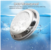 Luz LED para piscina subacuática 9W 12V 3000K Superficie de acero inoxidable/Montado en la pared Impermeable IP68