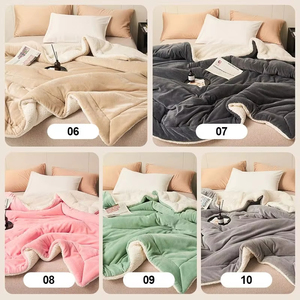 <span class=keywords><strong>Manta</strong></span> de felpa de cordero gruesa de doble capa, mantas de lana de felpa para cama, sofá, Mantas cálidas, colcha - Product Image 6