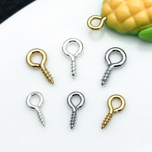Vis à œil plaquées cuivre, or et argent, taille moyenne, pour la fabrication de bijoux DIY, accessoires pour bracelets et colliers - Product Image 3