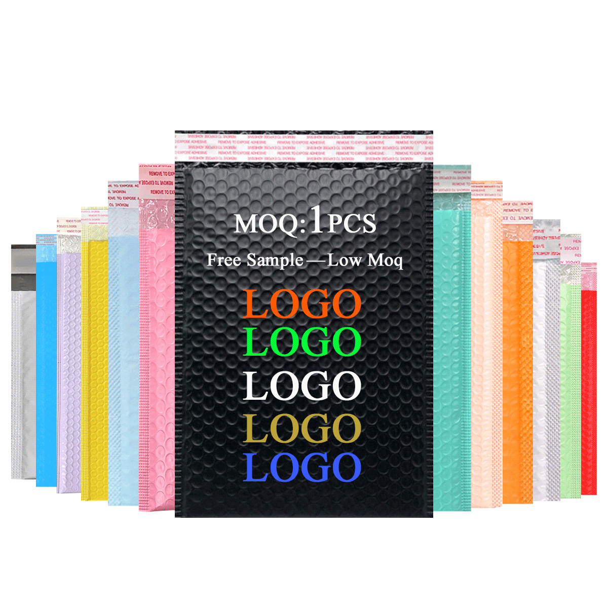 Custom Logo Zwarte Poly Bubble Mailer Gewatteerde Envelop Express Verzending Mailing Koerier Verpakking Zakken Bubble Mailers Met Logo