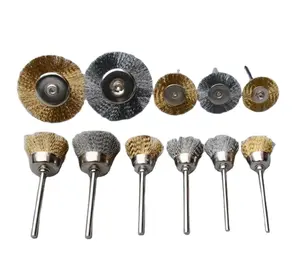 10 pcs khoan bàn chải lông bàn chải dây cho điện khoan làm sạch bàn chải dây với Hex Shank xử lý (thép không gỉ)