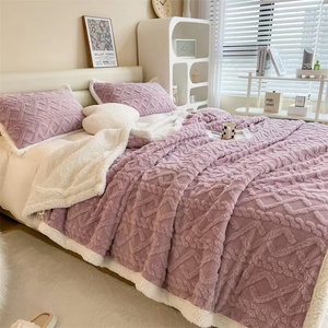 Bán Buôn Sherpa Dày Mờ Ấm Mềm Lớn Ném Giường Sofa Flannel Sherpa Lông Cừu Chăn Trong Vòng 4Kg - Product Image 1