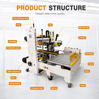 Machine de scellage de cartons automatique réglable de type H pour la pose de rubans adhésifs sur les 4 coins, pour ligne d'emballage