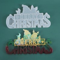 Moule en silicone Joyeux Noël, motif Père Noël, renne et cadeaux, pour moulage époxy, pour plaque suspendue DIY de Noël, décoration de la maison