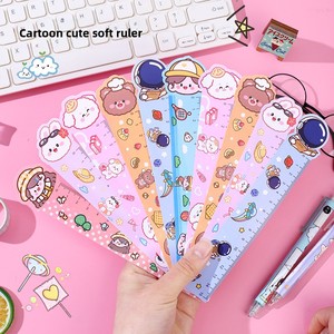 Creative Inspire Style 15mm Cute Cartoon Student <strong>Bookmark</strong> Small Plastic Soft Plastic Ruler For Children's Drawing Measurements