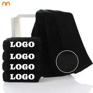 manufacturer hairdressing 100 cotton towel black soft towels with logo for barber shop