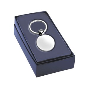 Porte-clés rond brillant en acier inoxydable 25 mm avec porte-monnaie et sangle en cuir, design mousqueton tendance, logo gravé au laser D=30 mm - Product Image 3