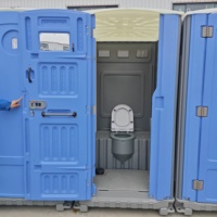 Unité de toilettes mobiles, cabine de toilettes portable avec évier et éclairage pour chantier de construction et événements