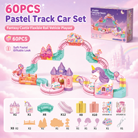 Ensemble de 60 voitures de piste pastel, château de rêve, circuit flexible, ensemble de jeu de véhicules
