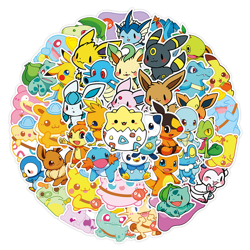Милый Poke Pika Bulbasaur Мультяшные наклейки креативные Граффити стикер чехол для телефона кружка для воды мотоциклетный шлем декоративные наклейки