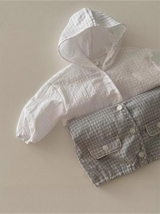 Primavera Verano niño Unisex algodón fino Plaid <span class=keywords><strong>sol</strong></span>-protección cárdigan manga bebé prendas de vestir exteriores - Product Image 4