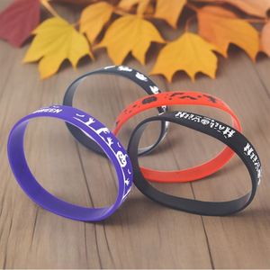 Pulsera de Silicona de Halloween con Diseño de Calabaza y Murciélago, Logotipo Personalizado, Impermeable, Regalo para Fiestas - Product Image 6