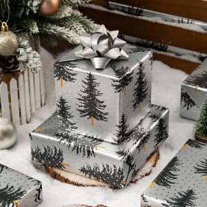 MAYPLUSS Christmas Gift <b>Wrap</b> <b>Paper</b> 17 Inch X 33 Feet Silver White Trees Minimalist Winter Festive Packaging <b>Paper</b> - Product Image 4