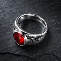 Bague Chevalière Ovale JLM en Acier Titane Style Grec Vintage avec Pierre Précieuse pour Homme, Bijou de Déclaration pour Fête et Motard