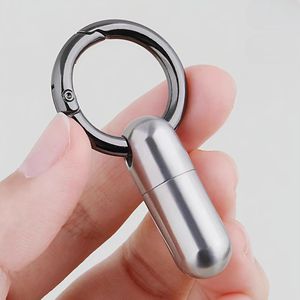 Customized Portable Promotional Pill Box Keychain Aluminium Alloy Mini Bottle with Extendable Spoon Pill Case Custom Logo