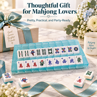 Support de Mahjong Américain en Acrylique Double Couche Teal – Élégant Porte-Plaques pour Soirées de Jeu et Présentoir