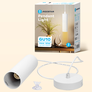 Aigostar moderno bianco 20cm cilindro luce a sospensione GU10 lampada a soffitto in metallo tubo lampadario e luci a sospensione - Product Image 3