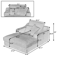 Canapé-lit d'angle compact moderne avec coussin unique en mousse éponge, fauteuil inclinable rembourré pour salon