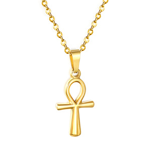Pendentif croix égyptienne en acier inoxydable plaqué or 18 carats pour femme, collier tendance, bijou cadeau, design géométrique - Product Image 5