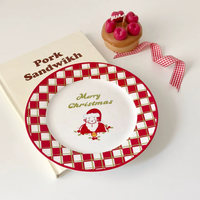 Ensemble de vaisselle en céramique de 8 pouces avec un charmant dessin animé du Père Noël, assiette à dessert en porcelaine, bol à soupe, tasse à thé pour le goûter, pour la maison et les cadeaux