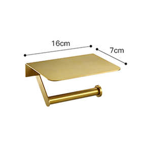 Moderno spazzolato oro carta velina <span class=keywords><strong>porta</strong></span> <span class=keywords><strong>rotolo</strong></span> 304 in acciaio inox portasciugamani con mensola per cellulare - Product Image 5