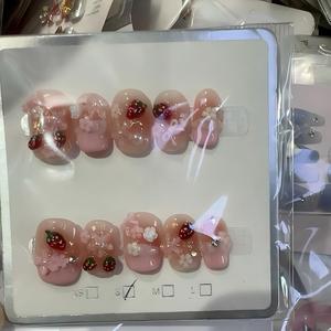 <span class=keywords><strong>Uñas</strong></span> Postizas Removibles con Diseño Aleatorio, 10 Piezas/Juego, Patrón Floral, Fáciles de Limpiar y Reutilizar - Product Image 2