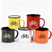 Mug en émail durable pour restaurant, réutilisable, personnalisé avec logo, portable, fait main, pour café, thé, eau