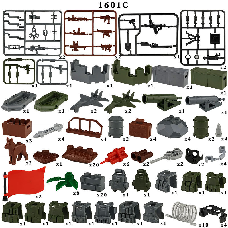 Bộ Vũ Khí WW2 Khối Xây Dựng Thành Phố Loạt Quân Đội Phụ Kiện Cảnh Sát SWAT Lính Quân Đội Đồ Chơi Chiến Đấu Gạch Cho Trẻ Em