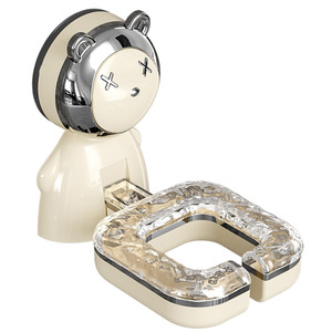 Support mural pour sèche-cheveux, finition chromée blanc brillant, solution de rangement sans perçage à ventouse, forme rectangulaire - Product Image 4