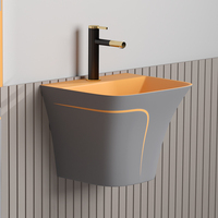 Ensemble WC et lavabo mural en céramique, style moderne, facile à nettoyer, avec cuvette émaillée monobloc