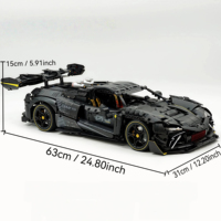 GULY 10627 Série de voitures statiques 1:8 Supercar noire 296 en plastique ABS, modèle éducatif électronique à construire de 3729 pièces