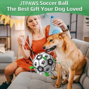 Juguete <span class=keywords><strong>de</strong></span> Pelota <span class=keywords><strong>de</strong></span> Fútbol para Perros con Diseño <span class=keywords><strong>de</strong></span> Huella y Campana, Juguete Interactivo para Jalar, Resistente al Agua, con Sonido para Perros Pequeños/Medianos (15 cm) - Product Image 2