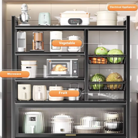 Support de rangement multifonctionnel pour la cuisine Panier à fruits et légumes multicouche en métal sur pied Armoire à bol pour four à micro-ondes