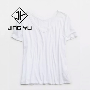 T-shirt décontracté pour femme, col en V, blanc, surdimensionné, en lin et coton, personnalisable, fabriqué par un fabricant OEM - Product Image 4