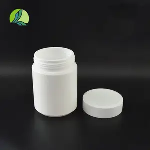 Bouteille en plastique HDPE de 250ml avec large ouverture pour produits de santé solides Pot de poudre blanche avec bouchon à vis et couvercle de sérigraphie